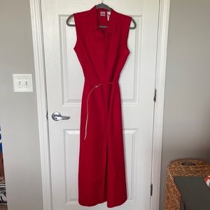 ❣️ Emma James Liz Claiborne Cherry Red Button Down Dress with Belt Size 12